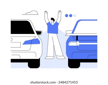 Drag racing abstract concept vector illustration. Sports cars are at the start, drag racing competition, professional motorsport, sport transport, high speed vehicles abstract metaphor.