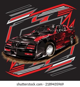 drag racing car isolated on black background for poster, t-shirt print, business element, social media content, blog, sticker, vlog, and card. vector illustration.