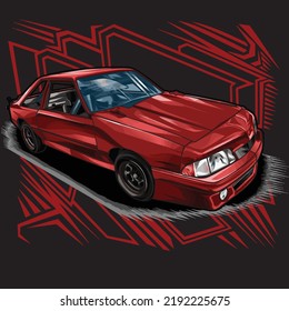 drag racing car isolated on black background for poster, t-shirt print, business element, social media content, blog, sticker, vlog, and card. vector illustration.