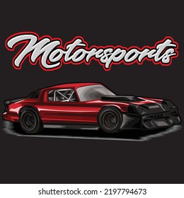 drag racing car isolated on black background for poster, t-shirt print, business element, social media content, blog, sticker, vlog, and card. vector illustration.