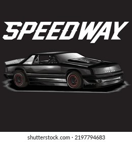 drag racing car isolated on black background for poster, t-shirt print, business element, social media content, blog, sticker, vlog, and card. vector illustration.
