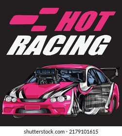 drag racing car on black background for poster, t-shirt print, business element, social media content, blog, sticker, vlog, and card. vector illustration.