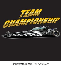 drag racing car on black background for poster, t-shirt print, business element, social media content, blog, sticker, vlog, and card. vector illustration.