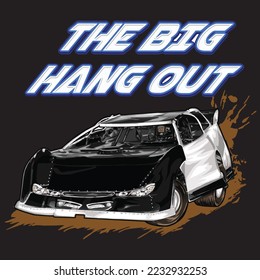 drag racing car on black background for poster, t-shirt print, business element, social media content, blog, sticker, vlog, and card. vector illustration.