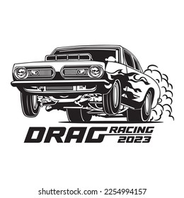 Drag racing car vector illustration, perfect for t shirt design and race competition logo design