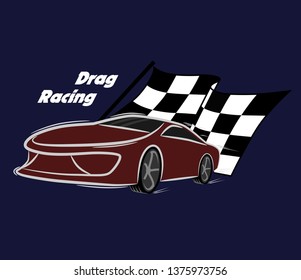 Drag Racing Color. Vector Illustration