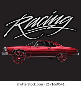 drag racing isolated on black background for poster, t-shirt print, business element, social media content, blog, sticker, vlog, and card. vector illustration.