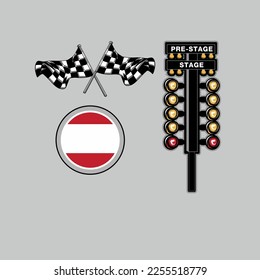 drag racing light,no entry sign and racing flag on gray background isolate,suitable for thailook t-shirt design.vector illustration