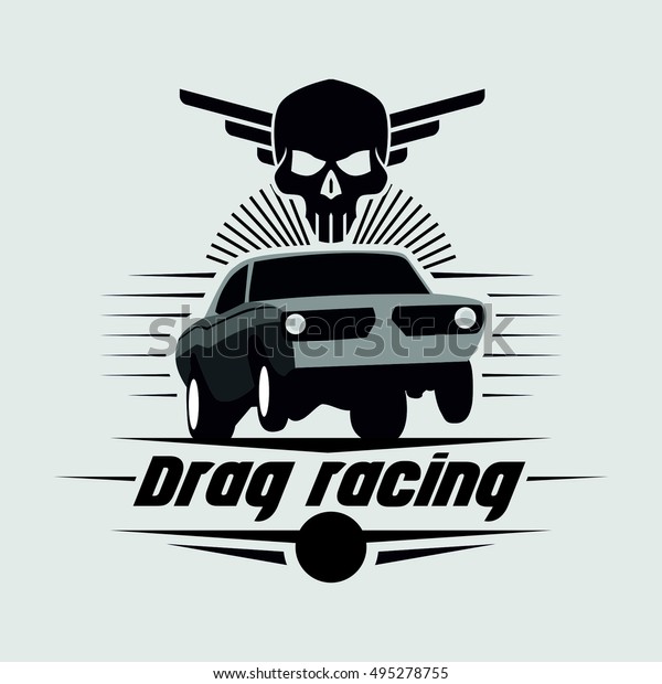 Drag Racing and skull\
illustration