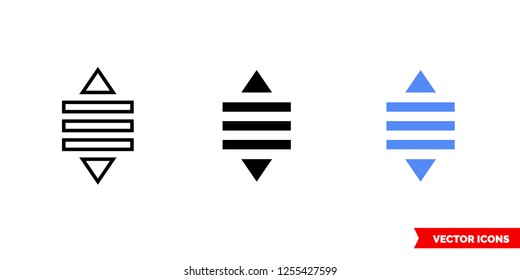 Drag reorder icon of 3 types: color, black and white, outline. Isolated vector sign symbol.