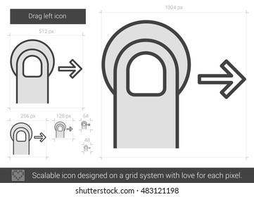Arrastre el icono de línea vectorial derecha aislado en fondo blanco. Arrastre el icono de la línea derecha para infografía, sitio web o aplicación. Icono escalable diseñado en un sistema de cuadrícula.