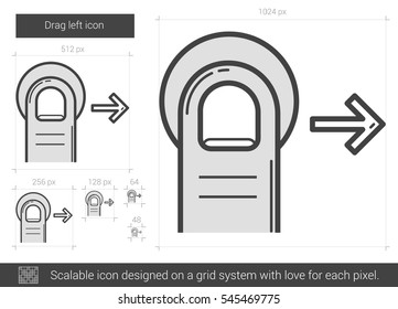 Arrastre el icono de línea vectorial derecha aislado en fondo blanco. Arrastre el icono de la línea derecha para infografía, sitio web o aplicación. Icono escalable diseñado en un sistema de cuadrícula.