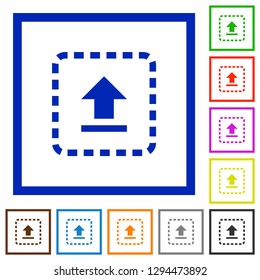Drag to upload flat color icons in square frames on white background