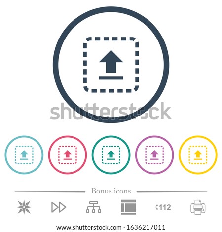 Drag to upload flat color icons in round outlines. 6 bonus icons included.