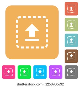 Drag to upload flat icons on rounded square vivid color backgrounds.