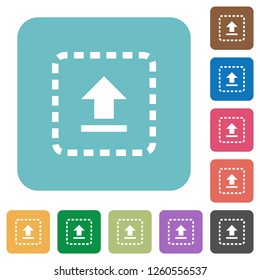 Drag to upload white flat icons on color rounded square backgrounds