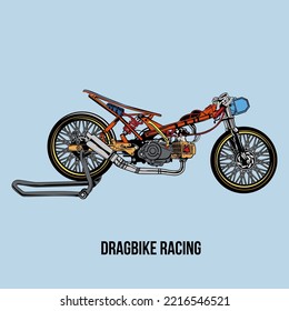 Dragbike-Racing-Motorrad mit orangefarbenem Design, Vektorgrafik