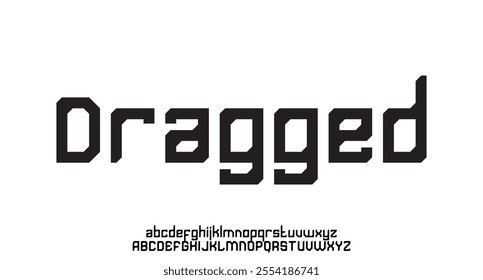 Dragged, Abstract technology space font and alphabet. techno effect fonts designs. Typography digital sci-fi concept. vector illustration
