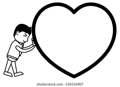 Dragging Heart - Office and Business People Cartoon Character Vector Illustration Concept