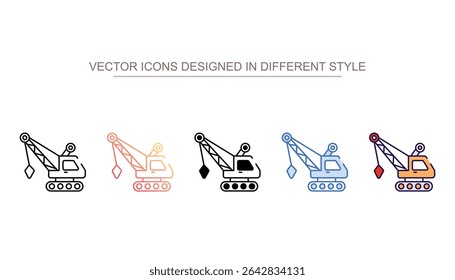 Dragline Excavator icon design with white background stock illustration