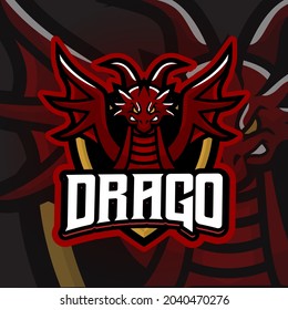 Drago Esport logo. Suitable for team logo or esport logo and mascot logo, or tshirt design.