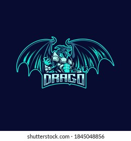 drago mascot logo for esport team editable text and color.