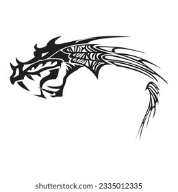 Dragon 2024. Green Wood Dragon. Vector silhouette on a white background.
