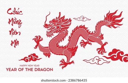 Dragon 2024. Happy Vietnamese new year of the dragon (Translation : Happy new year )	