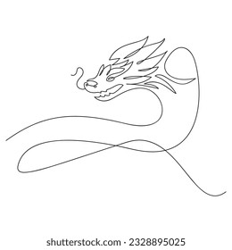 Dragon 2024 new year symbol,one line art,continuous contour drawing,hand-drawn horoscope zodiac. Vector