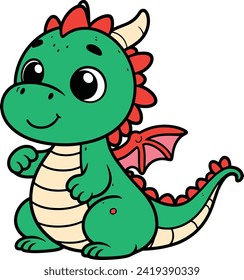 Dragon 2D cartoon character clipart