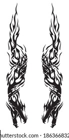 Dragon Abstract Flame Swirling, Tattoo Design