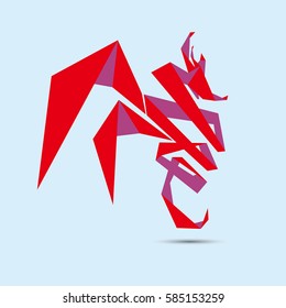 dragon abstract origami vector