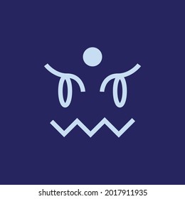 Dragon in abstract style. Line style design. Decoration illustration for any propouse. Geometric decoration element. Trendy line art icon with minimalidragon on blue background for decoration design.