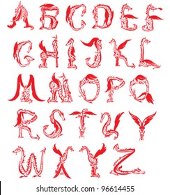 dragon alphabet, fantasy dragon font