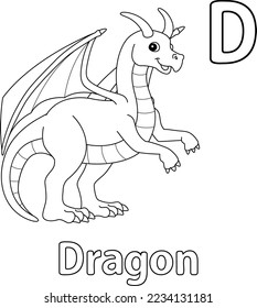 Dragon Animal Alphabet ABC Isolated Coloring D