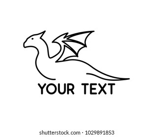 dragon animal line logo design illustration