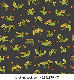 Dragon animal vector seamless pattern.