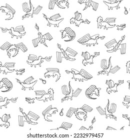 Dragon animal vector seamless pattern.