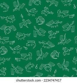 Dragon animal vector seamless pattern.