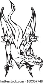 dragon art concept vector drawn by black outline