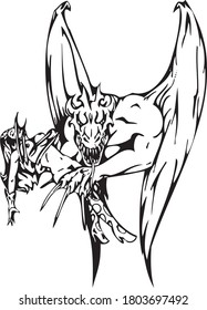 dragon art concept vector drawn by black outline
