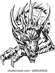 dragon art concept vector drawn by black outline
