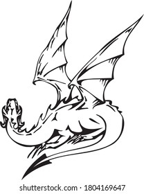 dragon art concept vector drawn by black outline