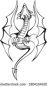 dragon art concept vector drawn by black outline