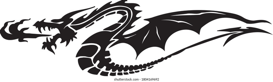 dragon art concept vector drawn by black outline