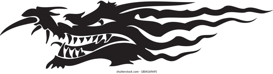 dragon art concept vector drawn by black outline