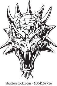dragon art concept vector drawn by black outline
