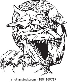 dragon art concept vector drawn by black outline