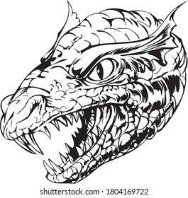dragon art concept vector drawn by black outline