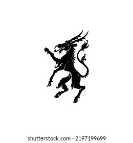 Dragon art for tattoo or icon on white background